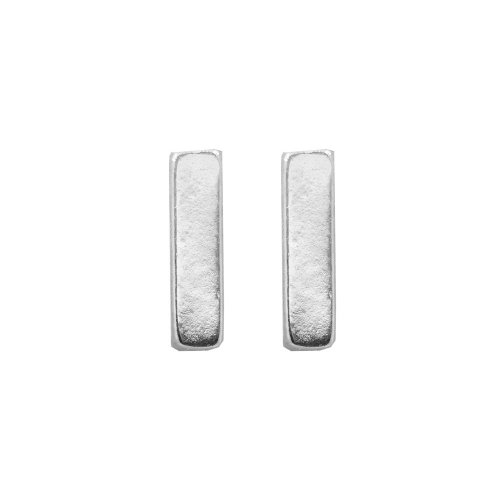 Sterling Silver Plain Bar Stud Earrings (ST-1158)