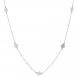 Silver Rhodium Plated Flat Polka Dot Circles Necklace (N-1157)