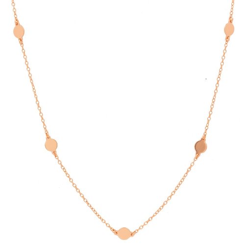 Rose Gold Plated Flat Polka Dot Circles Necklace (N-1157-R)