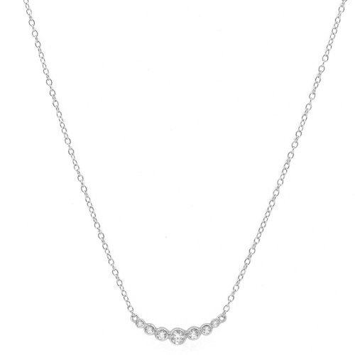 Sterling Silver CZ Bezel Necklace (N-1152)