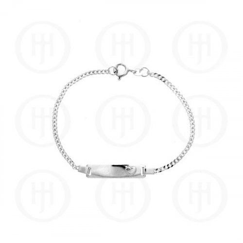 Silver ID Bracelet Curb Baby&#039;s with Heart 2mm 6inch(IDB-B-9)