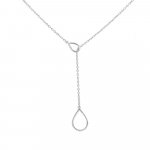 Sterling Silver Plain Teardrop Lariat Necklace (N-1251)