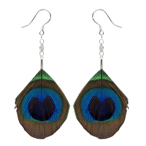 dangling peacock feather earrings (ER-1288)