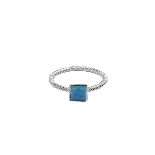 Square Bezel Opal Rope Ring (R-1433)