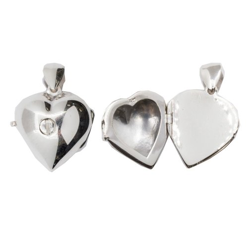 Sterling Silver Plain Round Heart Locket (LOC-PH-1071)