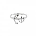 Sterling Silver Nautical Roped Anchor Ring (R-1449)