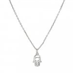 Sterling Silver Plain Minimalist Hamsa Necklace (N-1319)