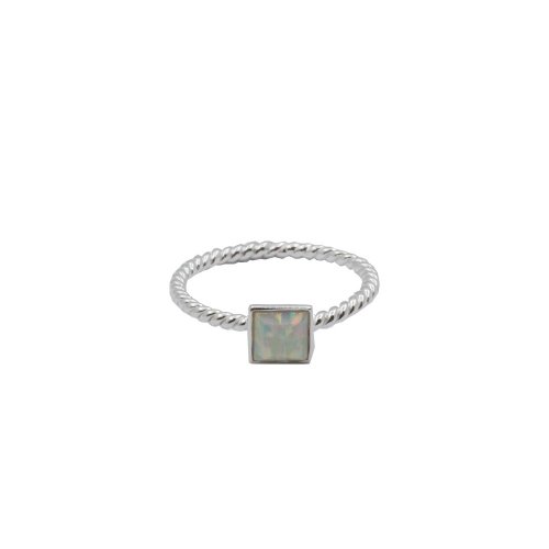 Square Bezel Opal Rope Ring (R-1433-WO)