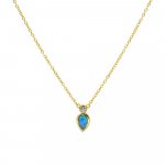 Sterling Silver Tear Drop Opal Necklace with CZ on Top (N-1327)