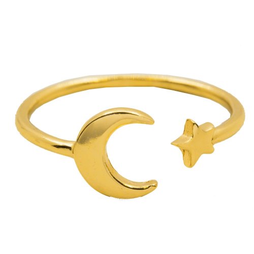 Sterling Silver Star and Moon Ring (R-1460-G)