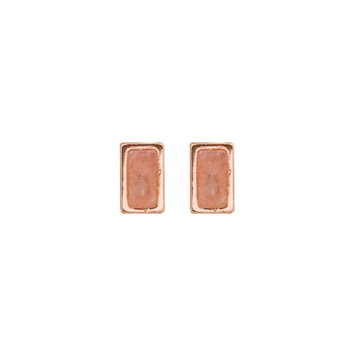 Sterling Siilver Rose Gold Morganite Rectangle Studs (ST-1377-RQ)