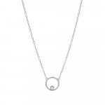 Sterling Silver Circle Necklace with CZ inside (N-1326)