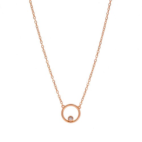Sterling Silver Circle Necklace with CZ inside (N-1326)