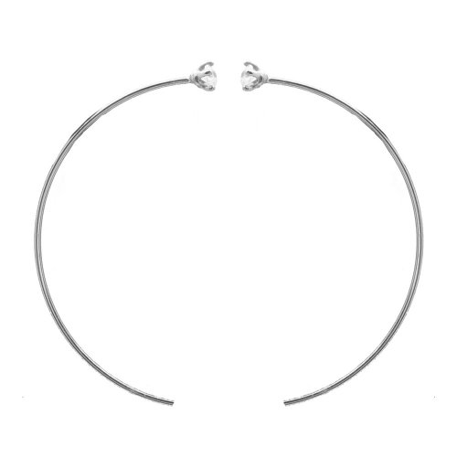 Sterling Silver CZ Half Hoop Earrings (ER-1301)