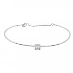Sterling Silver Square CZ bangle with Extender Chain (IB-1096)