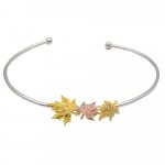 Sterling Silver Fall Leaves Bangle with Single CZ Leaf (IB-1100)