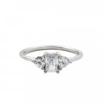 Sterling Silver Square CZ Ring With Triple Surrounding CZ (R-1465)