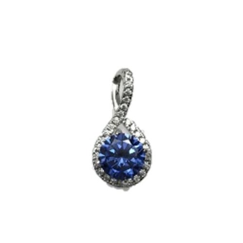 Sterling Silver Round CZ Birthstone Pendant (P-1418-JAN)