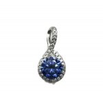 Sterling Silver Round CZ Birthstone Pendant (P-1418-JAN)