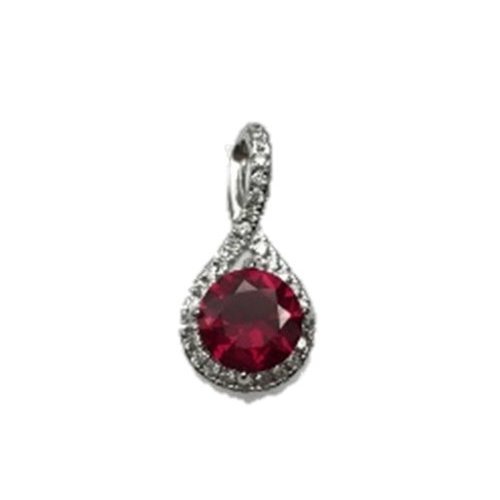 Sterling Silver Round CZ Birthstone Pendant (P-1418-JAN)