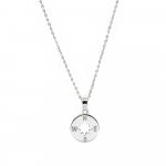 Sterling Silver Plain Star Compass Necklace (N-1350)