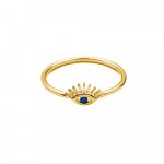 Sterling Silver Gold Plated Evil Eye Ring (R-1473-G)