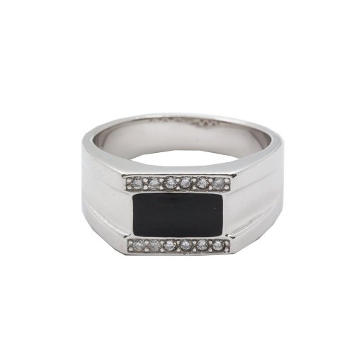 Sterling Silver Double Row CZ Stone Ring (RM-066)