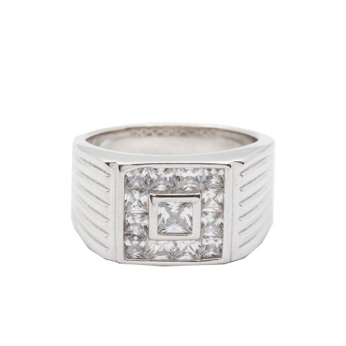 Men&#039;s Squared Stone with Surrounding CZ Ring (RM-064)