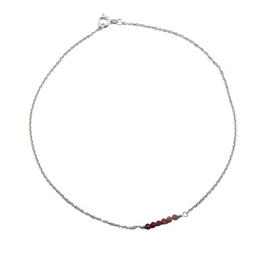 Sterling Silver Colored Anklet with Maroon Beads (ANK-1067-M)