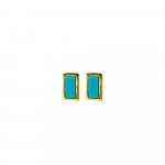 Sterling Silver Gold Turqoise Rectangle Studs (ST-1377-TQ)