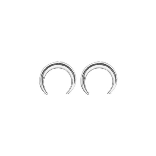 Sterling Silver Plain Crescent Moon Stud (ST-1390)