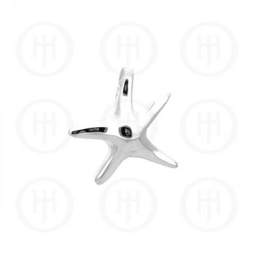 Large Plain Sterling Silver Starfish Pendant (P-1092)