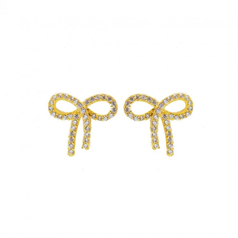 STerling Silver CZ Ribbon Studs (ST-1420) - House of Jewellery