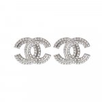 Sterling Silver Large Double Row CZ Chanel Inspired Studs (ST-1402)