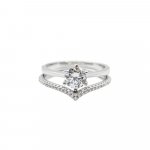 Sterling Silver CZ Band and Traditional 6 Prong Ring (R-1478)