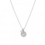 Sterling Silver Round CZ Disc with Mini Slider Necklace (N-1059)