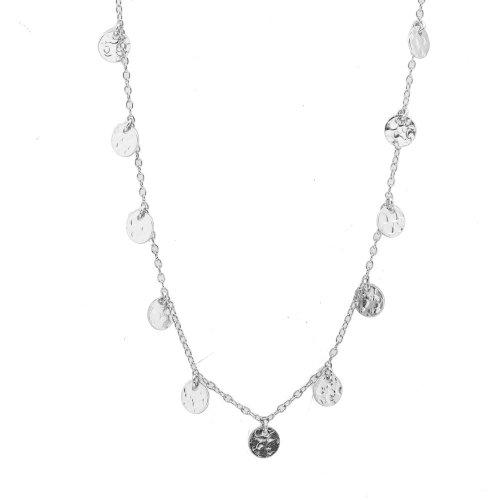 Sterling Silver Plain Dotted Full Moon Necklace (N-1368)