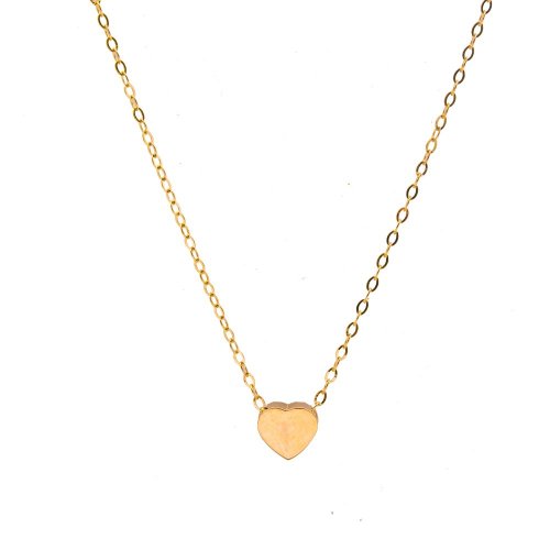 Plain 10K Gold Thick Heart Necklace (GC-10-1174)