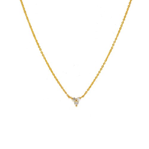Diamond 14K Gold Triple-Stone Necklace (GC-14-1003)