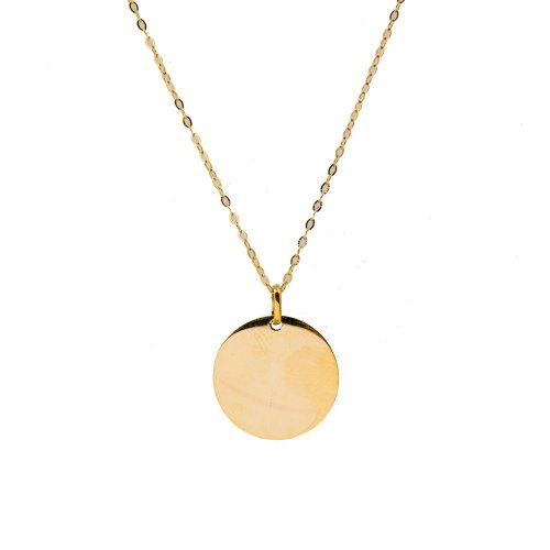 Plain 10K Gold 16mm Round Circle Necklace (GC-10-1172)