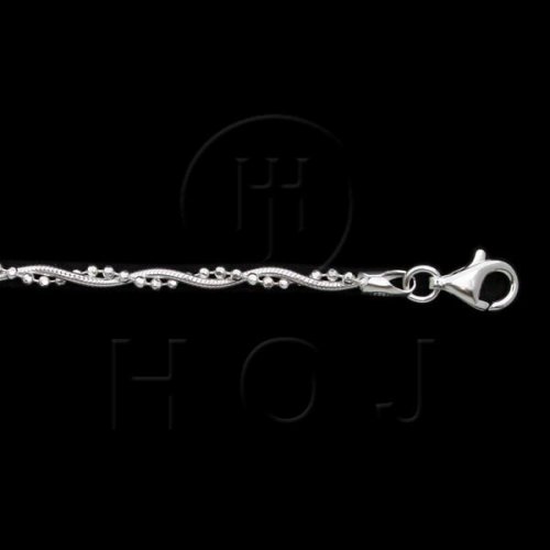 Silver Fancy Chain Assorted Bead&amp;Snake 3mm Anklet (TS-1)