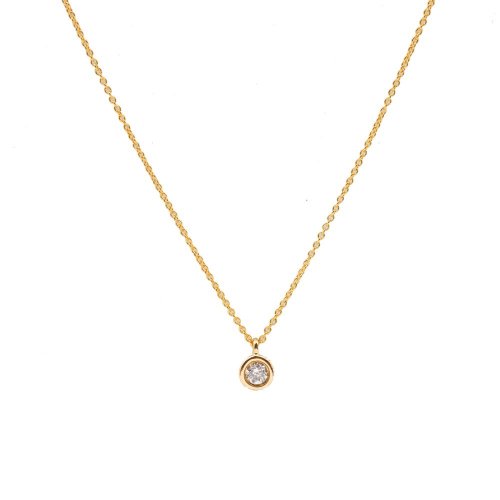 Diamond 14K Gold Bezel Necklace .07CTW (GC-14-1001)