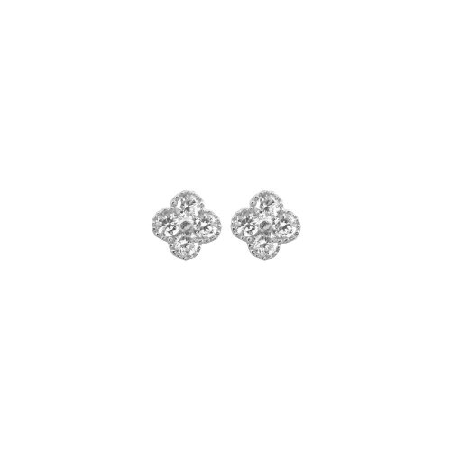 Sterling Silver CZ Flower Stud Earrings (ST-1132)