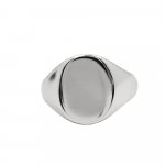Men's Silver Plain Rhodium Plated Oval Signet Ring (R-1127)