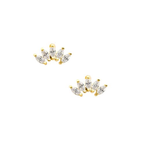 Sterling Silver Marquise Halves Studs (ST-1444)