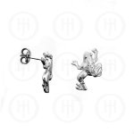 Silver Plain Stud D/C Frog Earrings (EP1334)