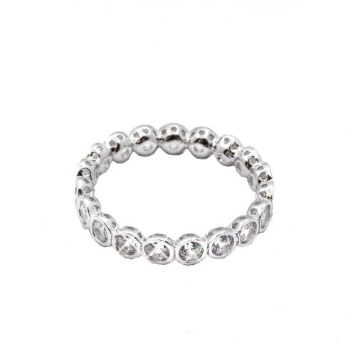 Silver Rhodium Plated Bubble Eternity CZ Band Ring (R-1233)