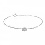 Sterling Silver Circle CZ bangle with Extender Chain (IB-1099)