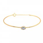 Sterling Silver Circle CZ bangle with Extender Chain (IB-1099)