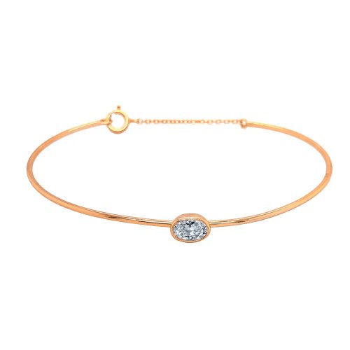 Sterling Silver Circle CZ bangle with Extender Chain (IB-1099)